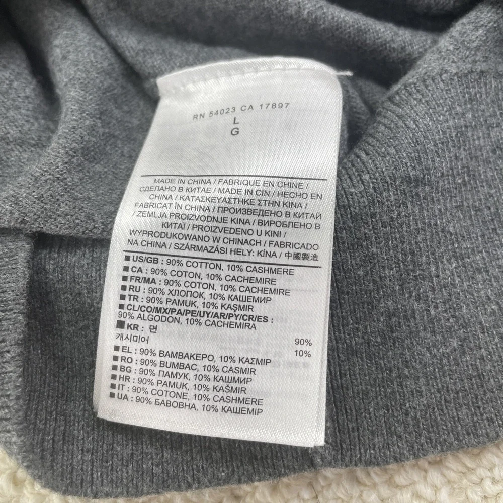 Banana Republic Men's Sweater L Gray‎ 1/4 Zip Cashmere Cotton Classic